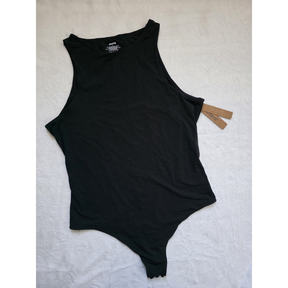 SKIMS Fits Everybody High Neck Thong Bodysuit in Onyx Womens Size XL NWT $60
